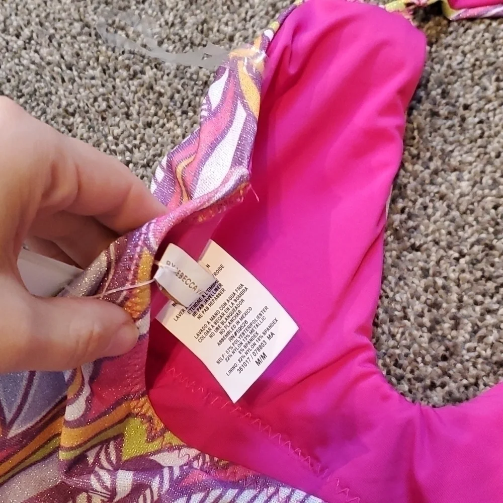 NWT Becca By Rebecca Virtue Psychedelica Nina U-Neck Sparkle One Piece Swim